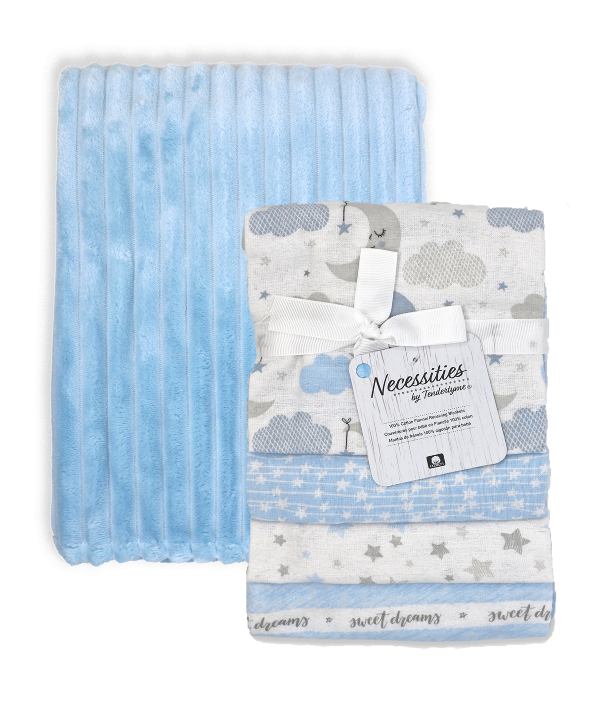 Tendertyme Baby Boys Sweet Dreams Baby Blankets, 5 Piece Gift Set In Blue
