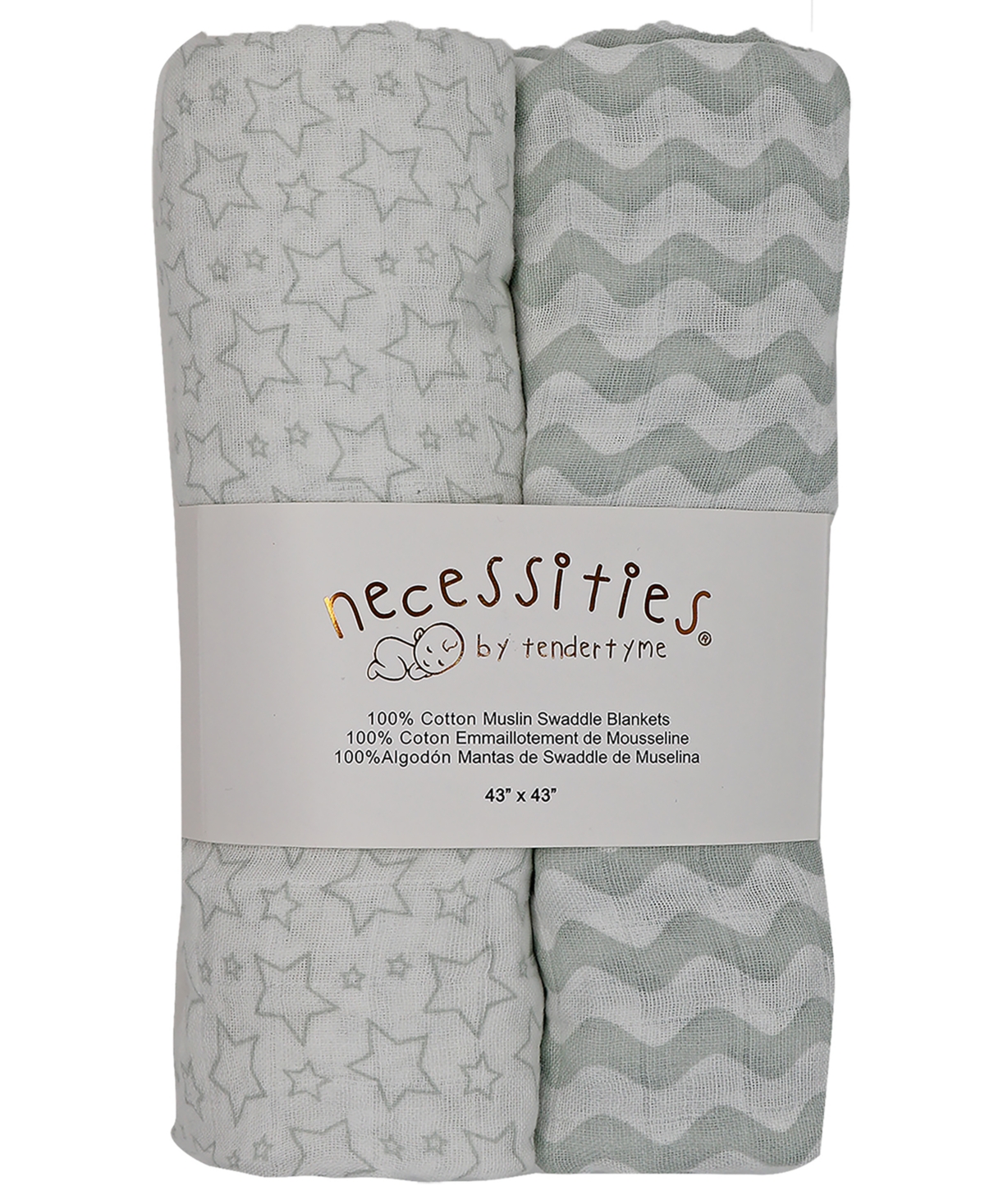 Tendertyme Baby Boys Or Baby Girls Stars Nursery Blanket Collection, 7 Piece Set In Gray And White