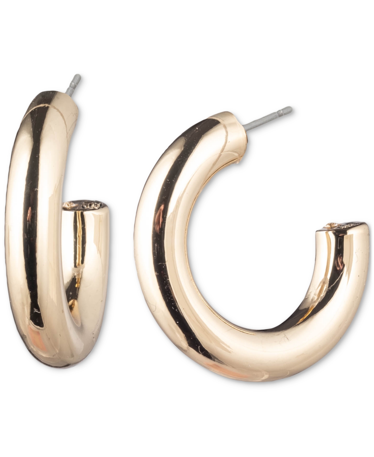 Shop Karl Lagerfeld Gold-tone Small Tubular C-hoop Earrings