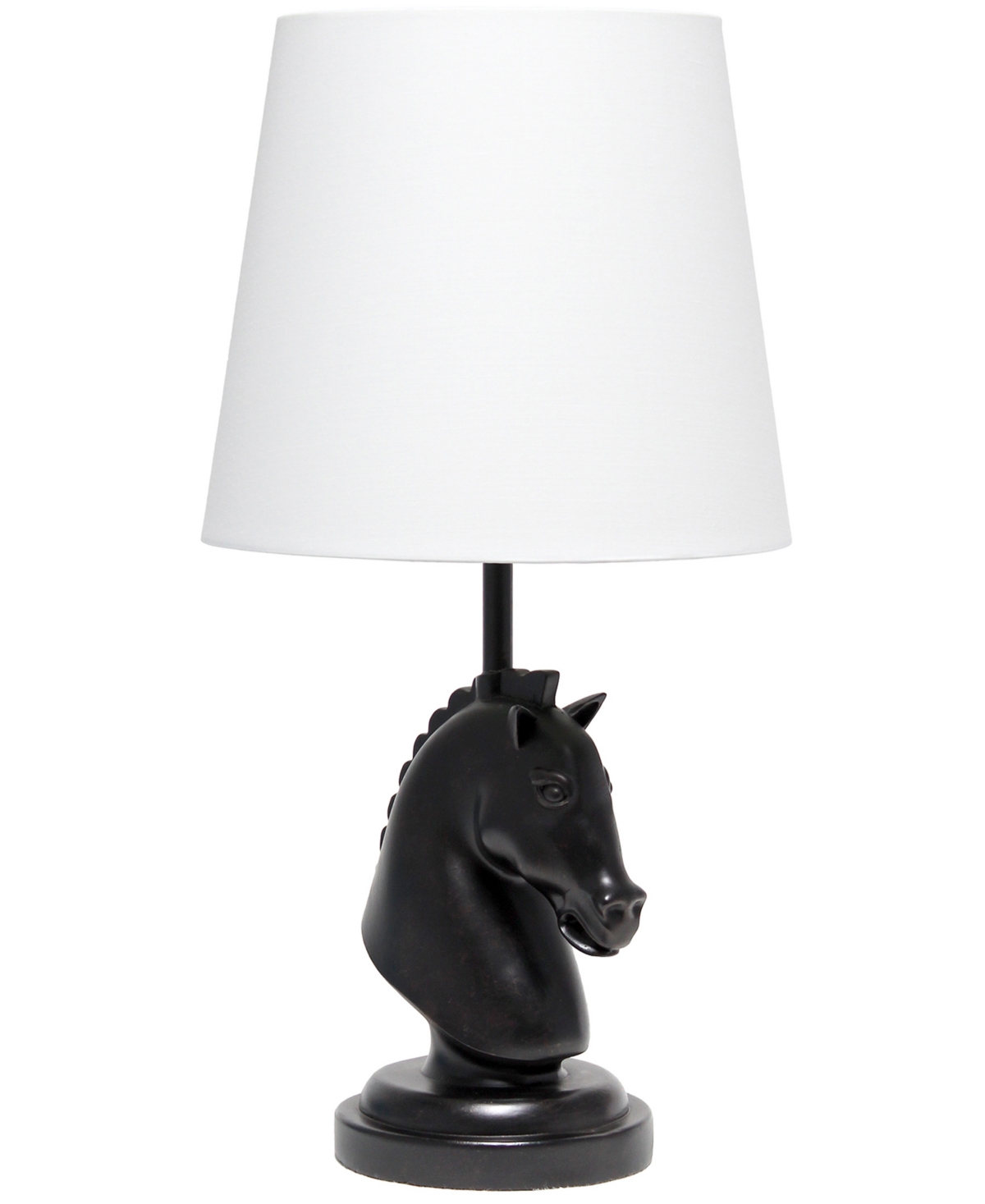 Shop Simple Designs 17.25" Tall Polyresin Decorative Chess Horse Shaped Bedside Table Desk Lamp With White Tapered Fabri