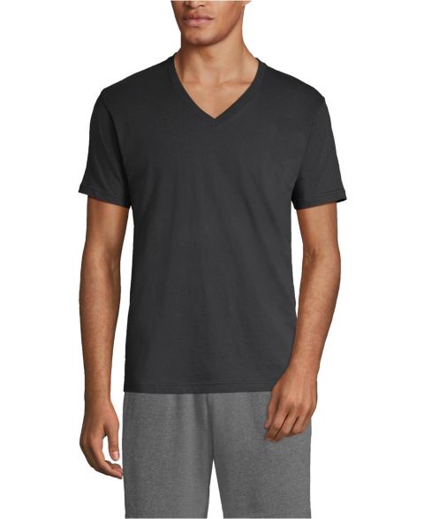 Мужские топы Lands' End V-neck Undershirt 3 Pack, цвет: Чёрный