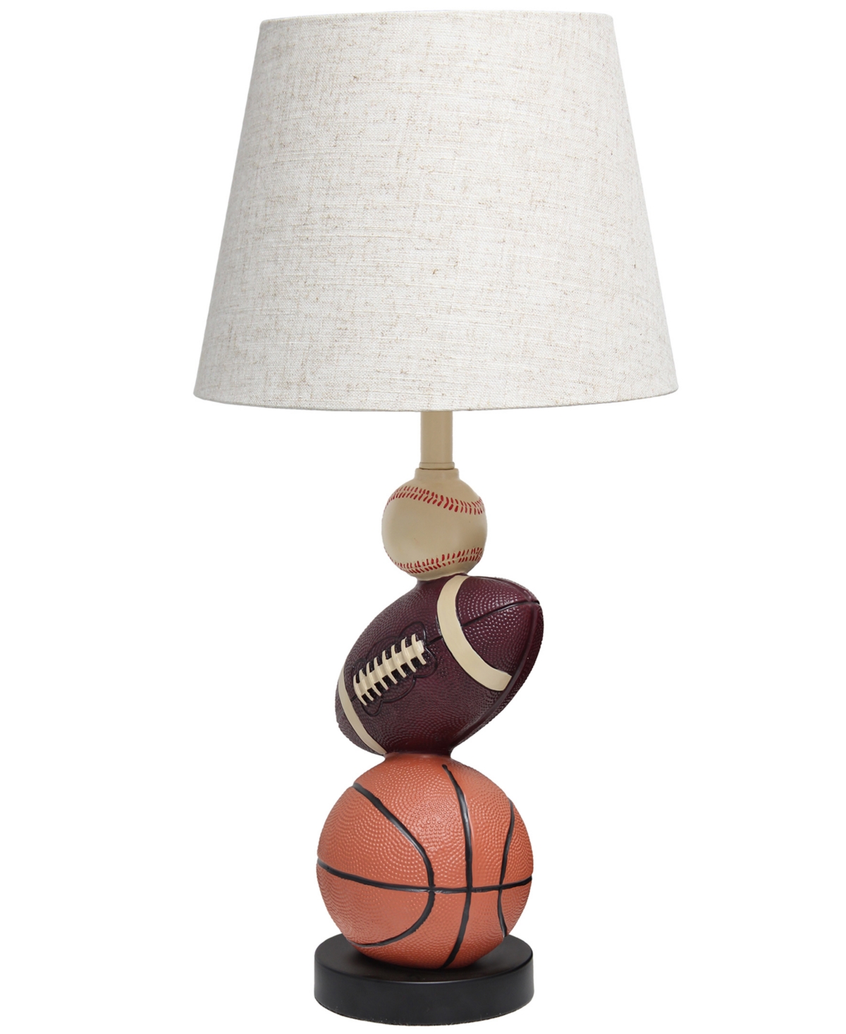 Simple Designs Sportslite 22" Tall Popular Sports Combo Basketball, Baseball, Football Polyresin Table Desk Lamp In Multi