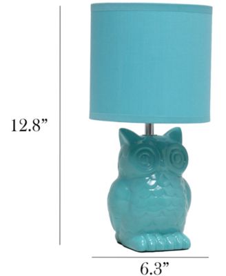 12.8" Tall Contemporary Ceramic Owl Bedside Table Desk Lamp with Matching Fabric Shade 