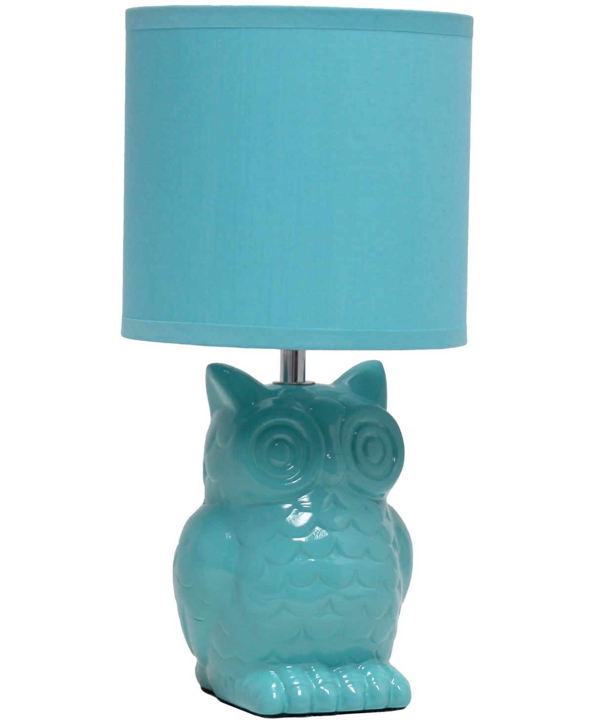 Shop Simple Designs 12.8" Tall Contemporary Ceramic Owl Bedside Table Desk Lamp With Matching Fabric Shade In Tiffany Blue