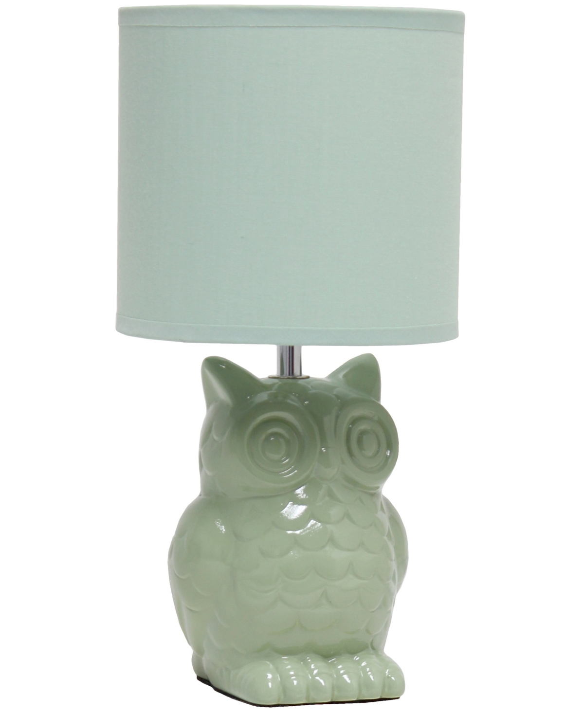 Shop Simple Designs 12.8" Tall Contemporary Ceramic Owl Bedside Table Desk Lamp With Matching Fabric Shade In Sage Green