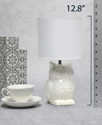 12.8" Tall Contemporary Ceramic Owl Bedside Table Desk Lamp with Matching Fabric Shade 