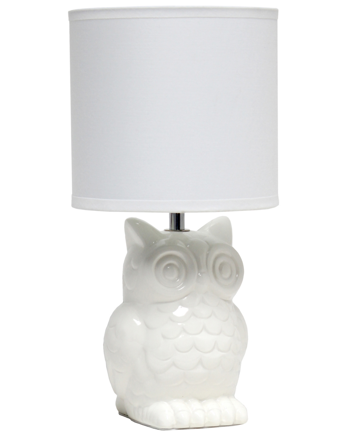 Shop Simple Designs 12.8" Tall Contemporary Ceramic Owl Bedside Table Desk Lamp With Matching Fabric Shade In Off White