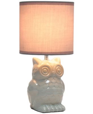 12.8" Tall Contemporary Ceramic Owl Bedside Table Desk Lamp with Matching Fabric Shade 