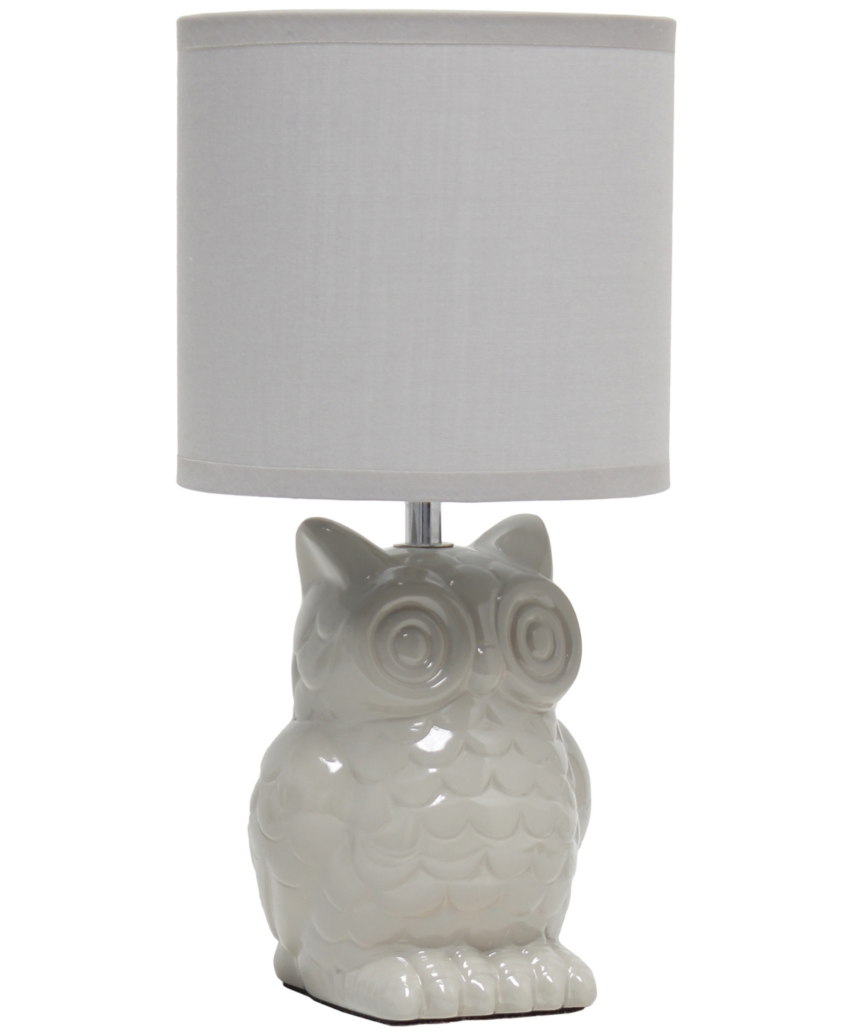 SIMPLE DESIGNS 12.8" TALL CONTEMPORARY CERAMIC OWL BEDSIDE TABLE DESK LAMP WITH MATCHING FABRIC SHADE 