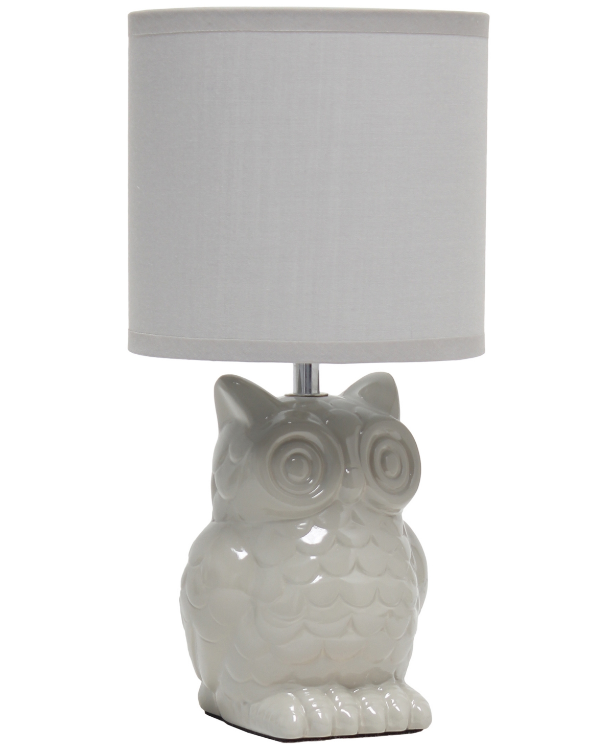 Shop Simple Designs 12.8" Tall Contemporary Ceramic Owl Bedside Table Desk Lamp With Matching Fabric Shade In Gray