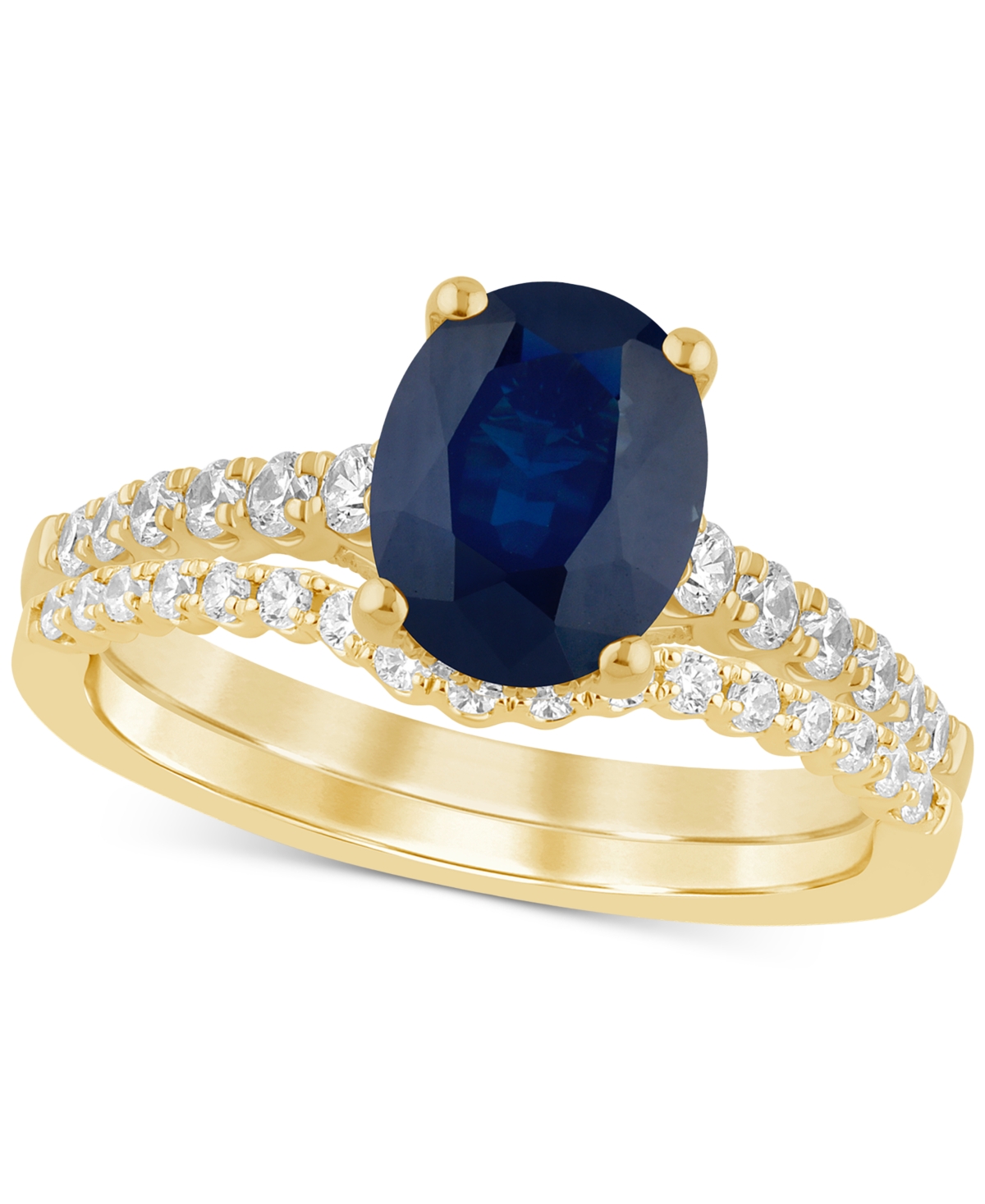 Sapphire (2-1/4 ct. t.w.) & Diamond (1/4 ct. t.w.) Bridal Set in 14k Gold - Sapphire