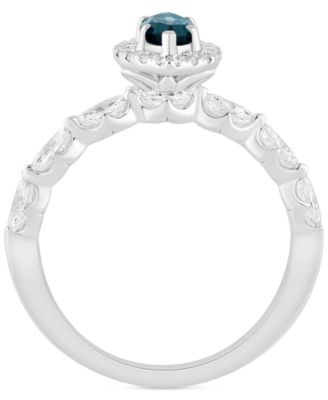 London Blue Topaz (5/8 ct. t.w.) & Diamond (7/8 ct. t.w.) Bridal Set in 14k White Gold