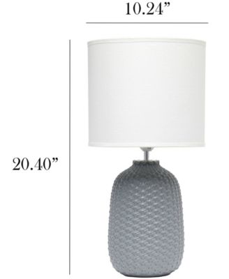 20.4" Tall Traditional Ceramic Purled Texture Bedside Table Desk Lamp with White Fabric Drum Shade