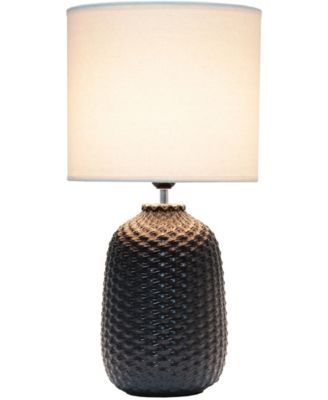 20.4" Tall Traditional Ceramic Purled Texture Bedside Table Desk Lamp with White Fabric Drum Shade