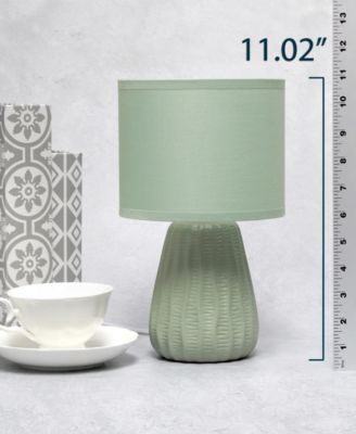 11.02" Traditional Mini Modern Ceramic Texture Pastel Accent Bedside Table Desk Lamp with Matching Fabric Shade 
