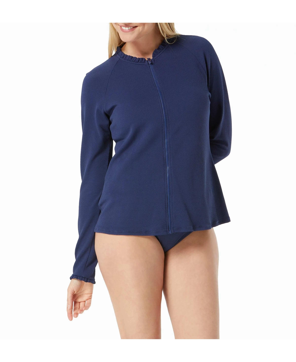 Beach House Women's Swim Phoebe Relaxed Fit Ruffled Rash Guard - 511 admiral