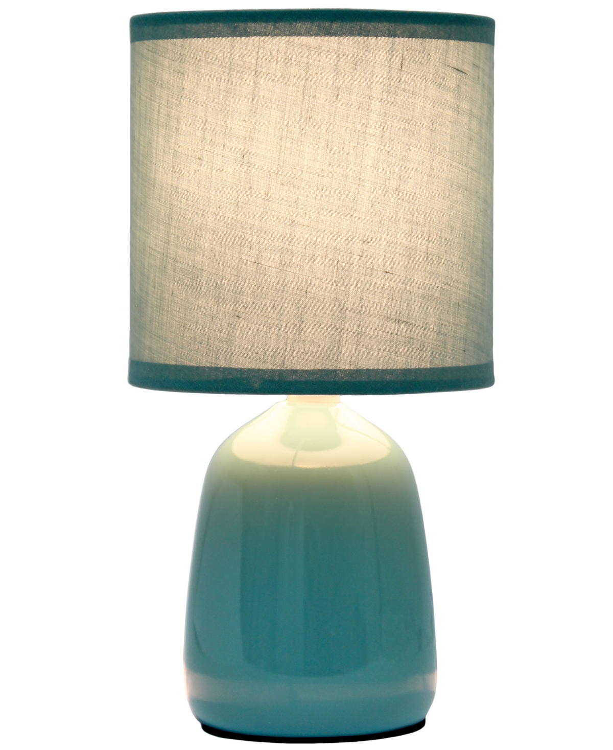 Simple Designs 10.04" Tall Traditional Ceramic Thimble Base Bedside Table Desk Lamp with Matching Fabric Shade
