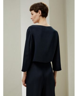 Women's Dubrovnik 3/4 Sleeved Silk Top With Button Accents