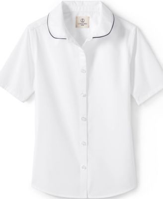 Little Girls Piped Peter Pan Collar Broadcloth Shirt
