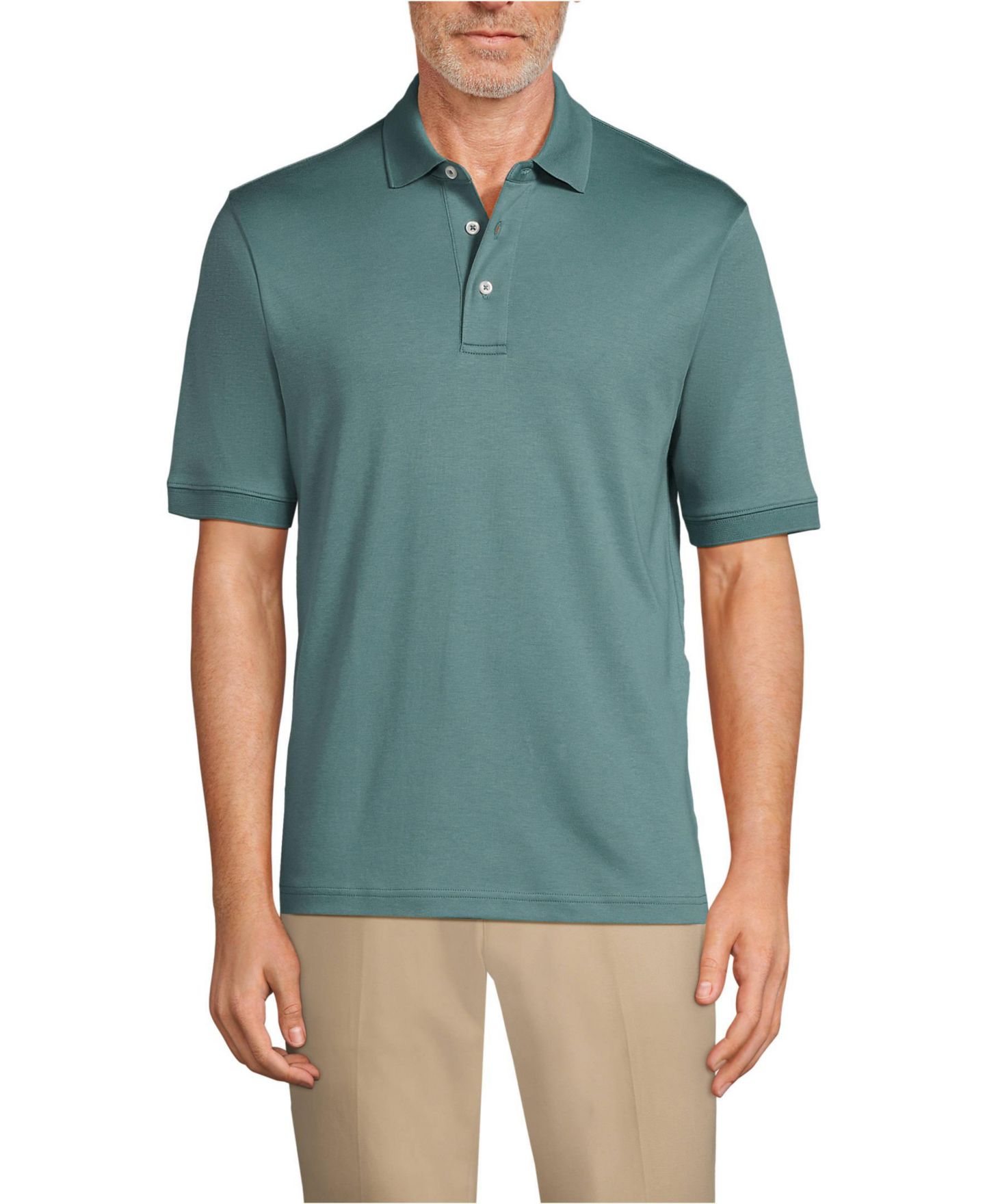 Мужское поло Lands' End Short Sleeve Cotton Supima Polo Shirt, цвет: Tourmaline — фото 1