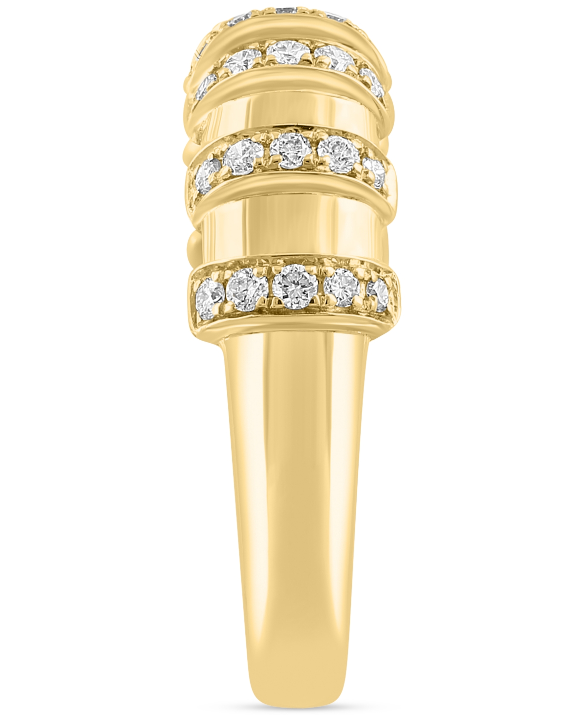 Shop Effy Collection Effy Diamond Multirow Statement Ring (1/3 Ct. T.w.) In 14k Gold In Yellow Gol