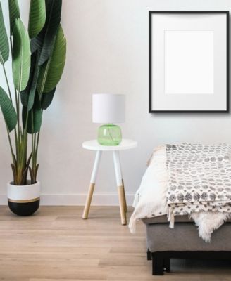 Glass Table Lamp with Fabric Shade, Green with White Shade