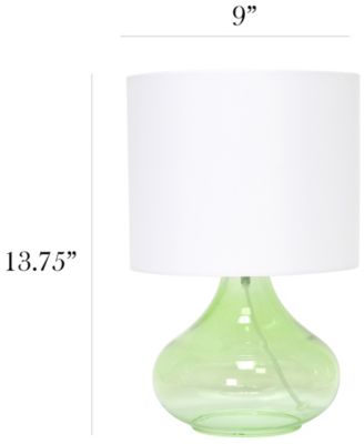 Glass Raindrop Table Lamp with Fabric Shade, Green with White Shade