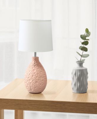 Essentix 14.17" Traditional Ceramic Textured Thumbprint Tear Drop Shaped Table Desk Lamp 