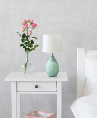 Essentix 14.17" Traditional Ceramic Textured Thumbprint Tear Drop Shaped Table Desk Lamp 