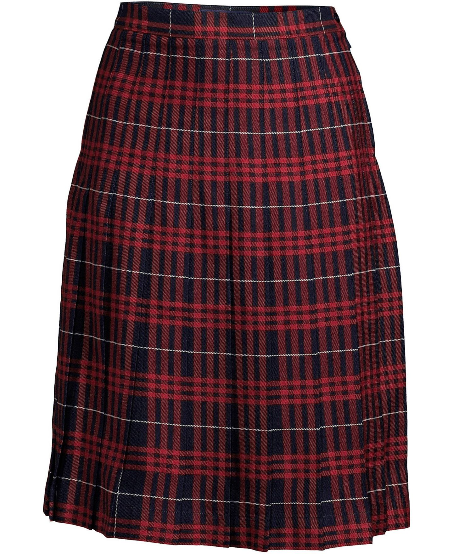 Женская юбка Lands' End Plaid Pleated Skirt Below the Knee, цвет: Тёмно-синий клетчатый, вариант 1 — фото 2