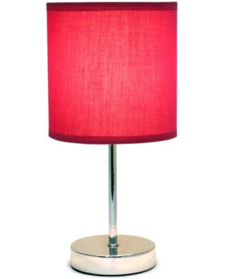 Nauru 11.81" Traditional Petite Metal Stick Bedside Table Desk Lamp in Chrome with Fabric Drum Shade