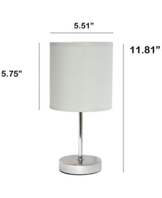 Nauru 11.81" Traditional Petite Metal Stick Bedside Table Desk Lamp in Chrome with Fabric Drum Shade