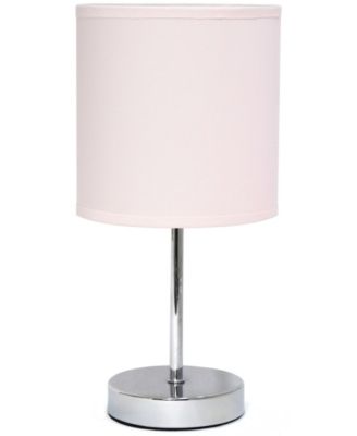 Nauru 11.81" Traditional Petite Metal Stick Bedside Table Desk Lamp in Chrome with Fabric Drum Shade