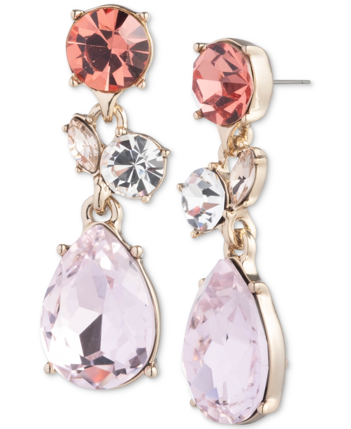 Shop Givenchy Gold-tone Rose Crystal Statement Drop Earrings