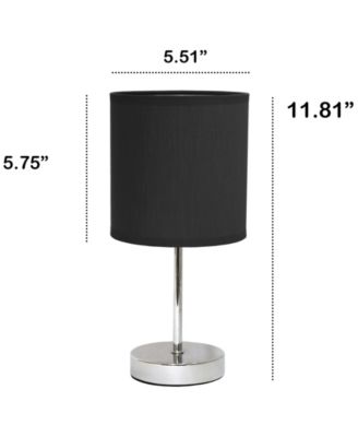 Nauru 11.81" Traditional Petite Metal Stick Bedside Table Desk Lamp in Chrome with Fabric Drum Shade