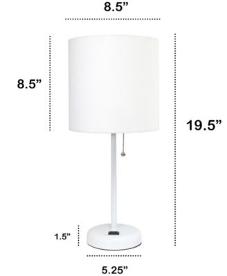 Oslo 19.5" Contemporary Bedside Standard Metal Table Desk Lamp with White Drum Fabric Shade 