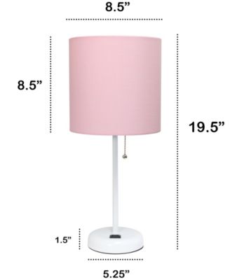 Oslo 19.5" Contemporary Bedside Standard Metal Table Desk Lamp with White Drum Fabric Shade 