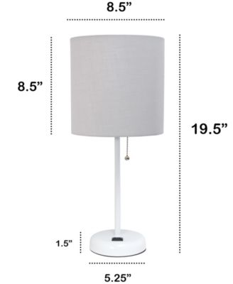 Oslo 19.5" Contemporary Bedside Standard Metal Table Desk Lamp with White Drum Fabric Shade 