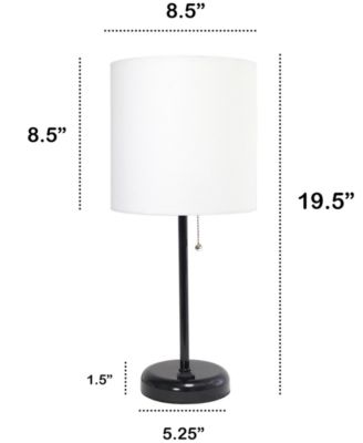 Oslo 19.5" Contemporary Bedside Standard Metal Table Desk Lamp with White Drum Fabric Shade 