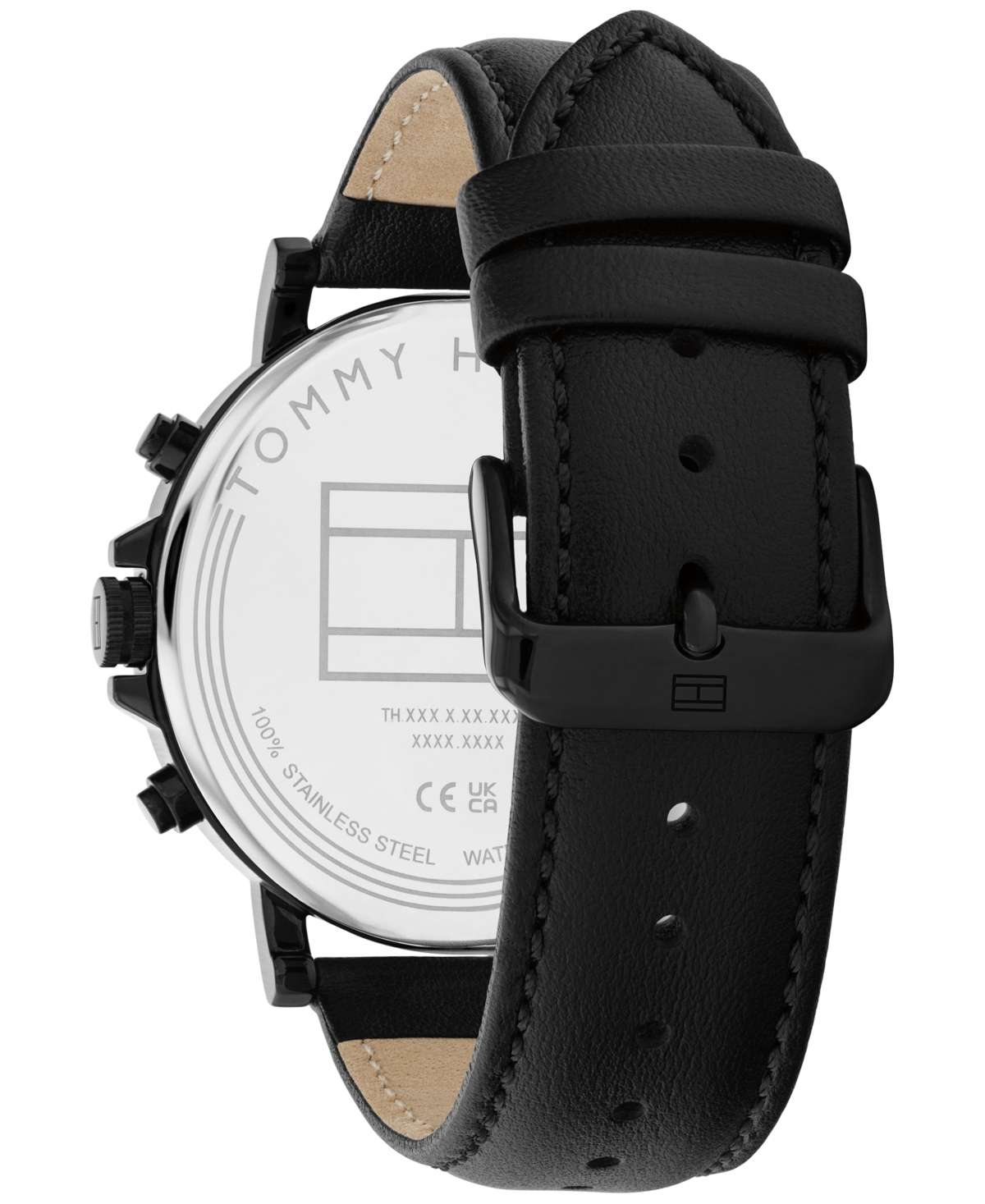 Tommy Hilfiger Men's Multifunction Black Leather Watch 44mm In Black