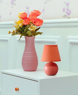 Nauru 8.66" Traditional Petite Ceramic Orb Bedside Table Desk Lamp with Tapered Drum Fabric Shade