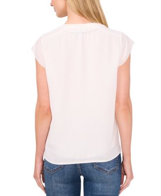 Women's Scalloped Cap Sleeve Blouse