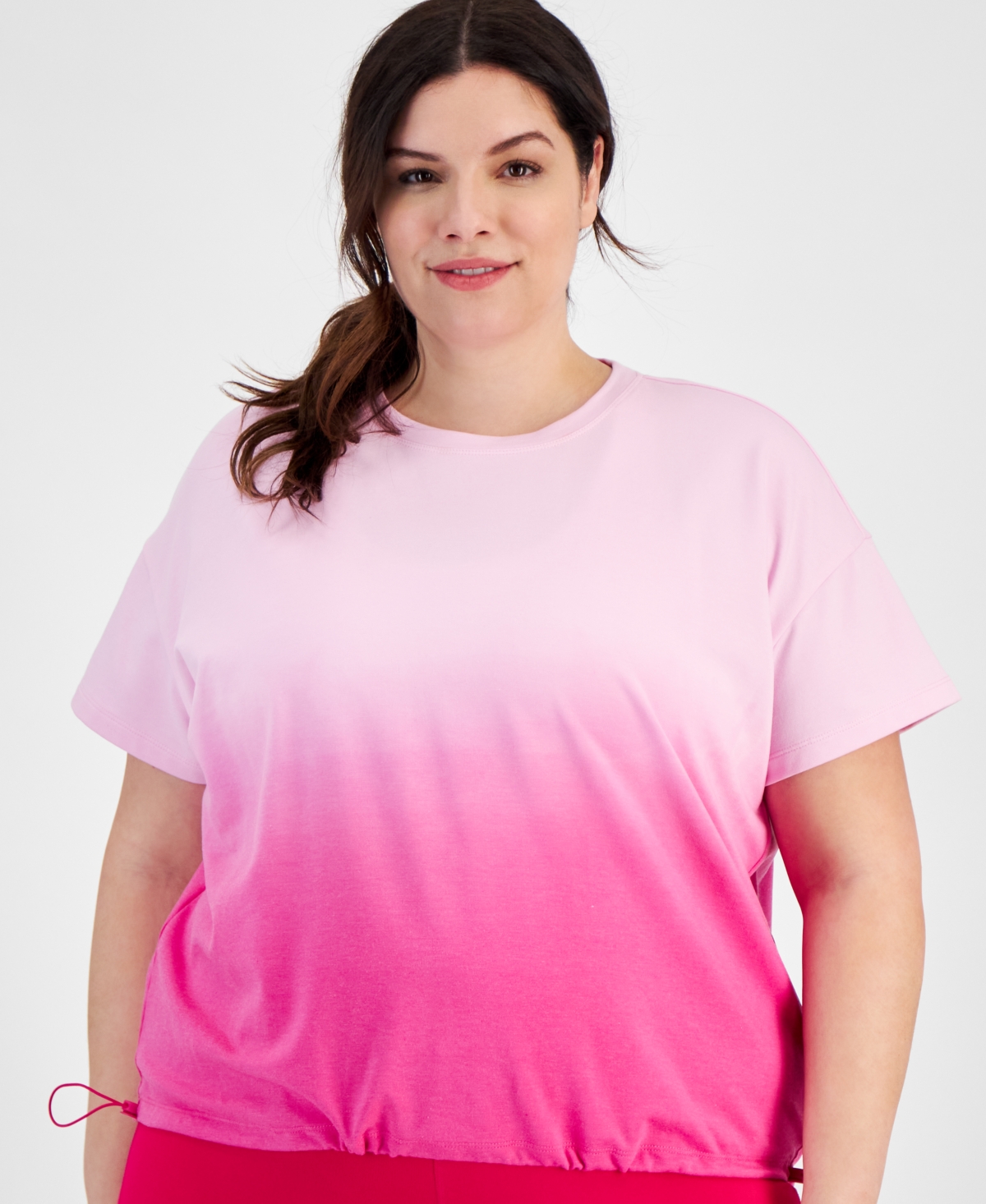 Id Ideology Plus Size Ombre Short Sleeve Drawcord T-Shirt, Created for Macy's