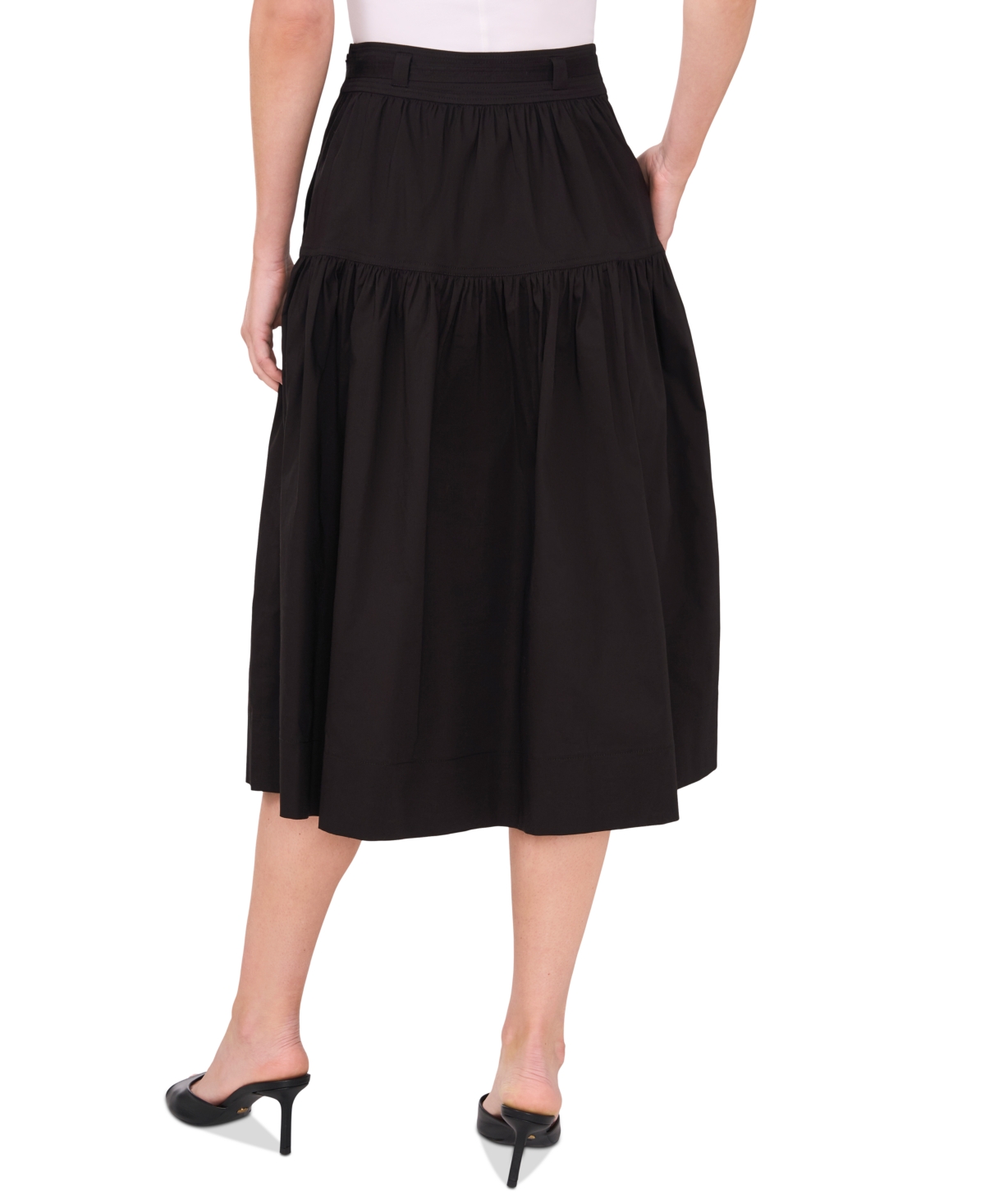 CeCe Women's Tie-Waist A-Line Midi Skirt