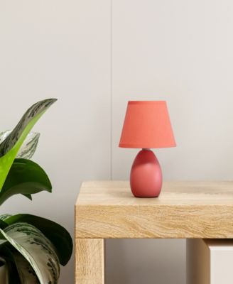 Nauru 9.45" Traditional Petite Ceramic Oblong Bedside Table Desk Lamp with Tapered Drum Fabric Shade 