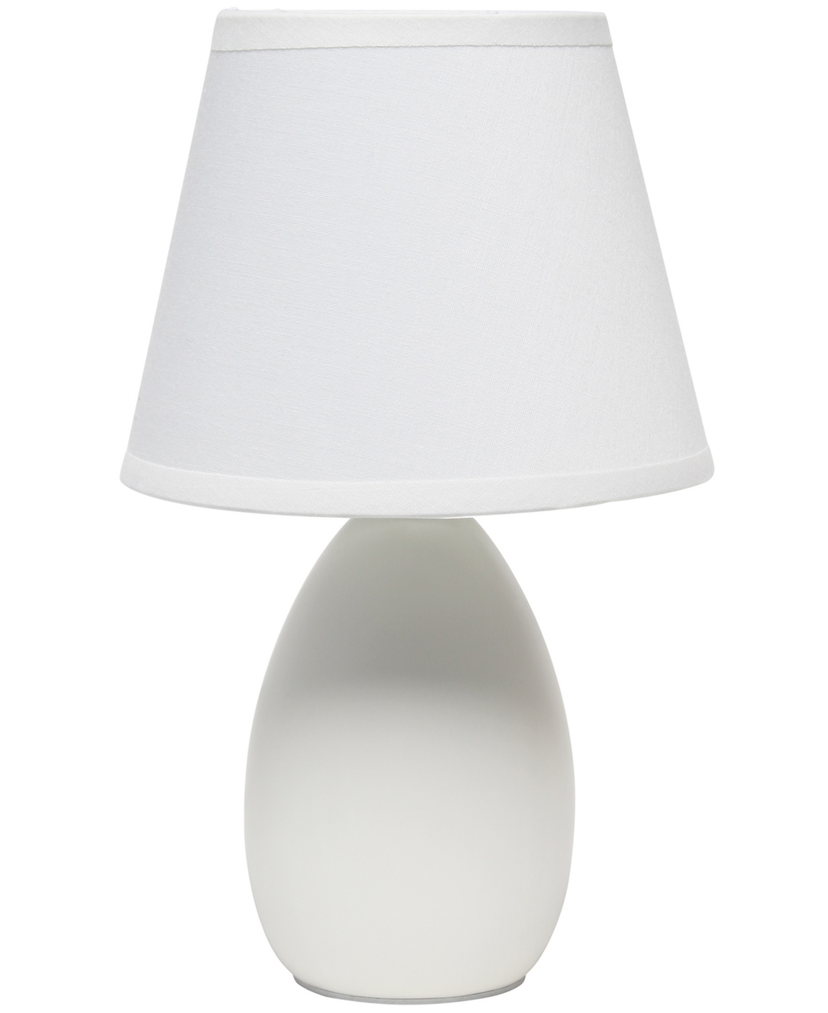 Shop Creekwood Home Nauru 9.45" Traditional Petite Ceramic Oblong Bedside Table Desk Lamp With Tapered Drum Fabric Shade In Off White