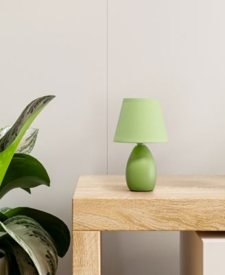 Nauru 9.45" Traditional Petite Ceramic Oblong Bedside Table Desk Lamp with Tapered Drum Fabric Shade 