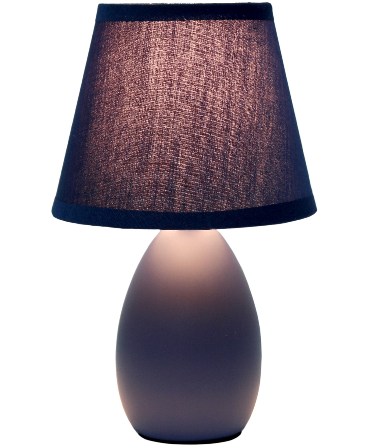 Creekwood Home Nauru 9.45" Traditional Petite Ceramic Oblong Bedside Table Desk Lamp with Tapered Drum Fabric Shade