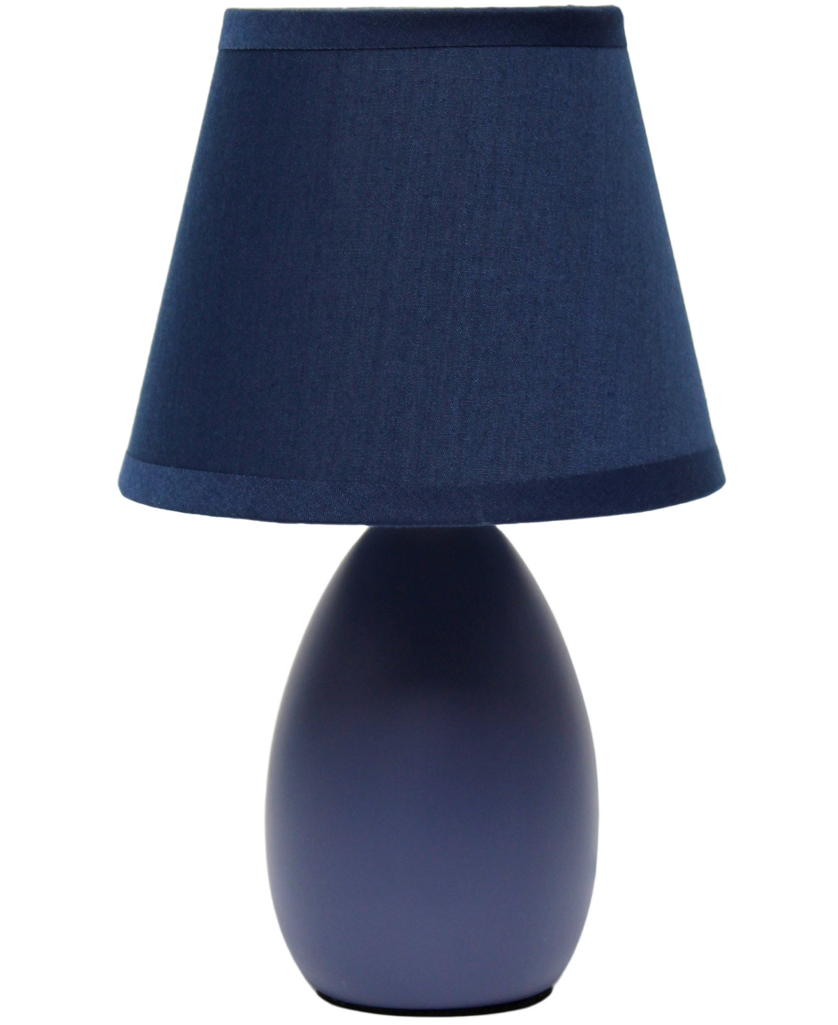 Shop Creekwood Home Nauru 9.45" Traditional Petite Ceramic Oblong Bedside Table Desk Lamp With Tapered Drum Fabric Shade In Blue