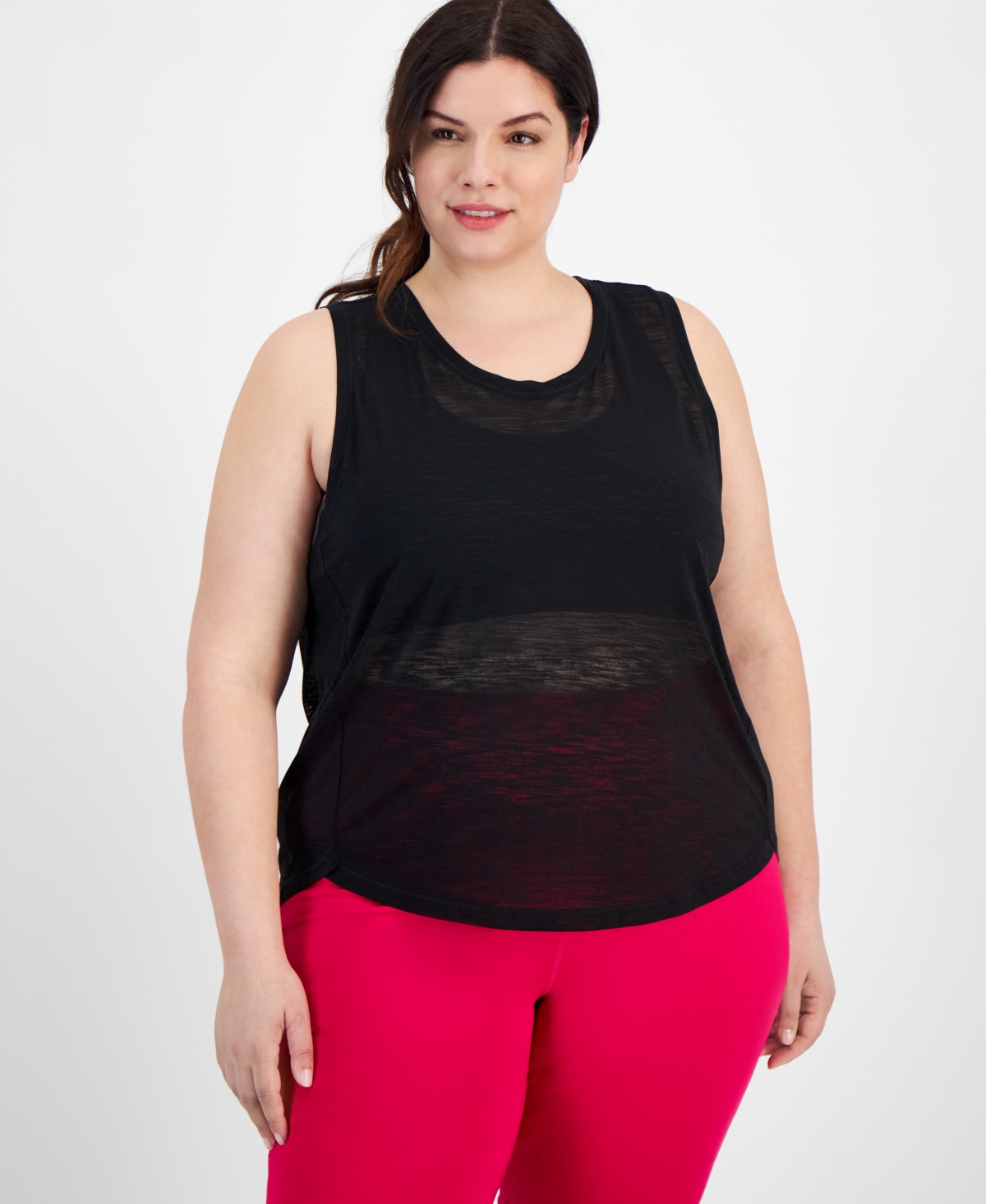 Id Ideology Plus Size Breezy Burnout Tank Top, Created for Macy's